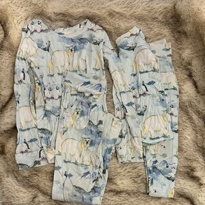 Denali Polar Bear Pajama SIBLING MATCH SET Tiny Roots Bamboo 2T and 6T